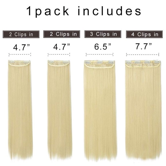 24” STRAIGHT BLEACH BLONDE 280 G  4 PEICE CLIP INS main image 6